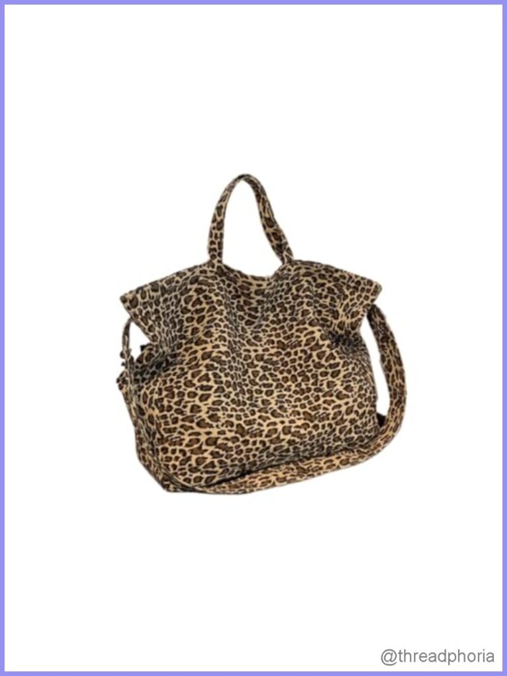 Large Capacity Leopard Print Tote Bag with Zippered Pocket